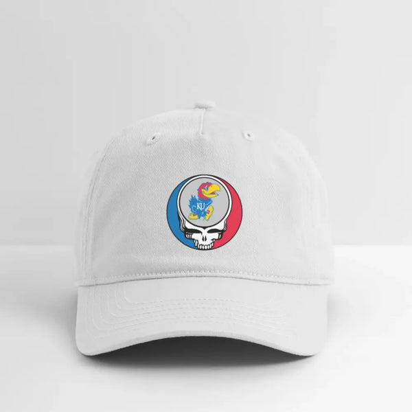 University of Kansas Grateful Dead Stealie Dad Hat - white